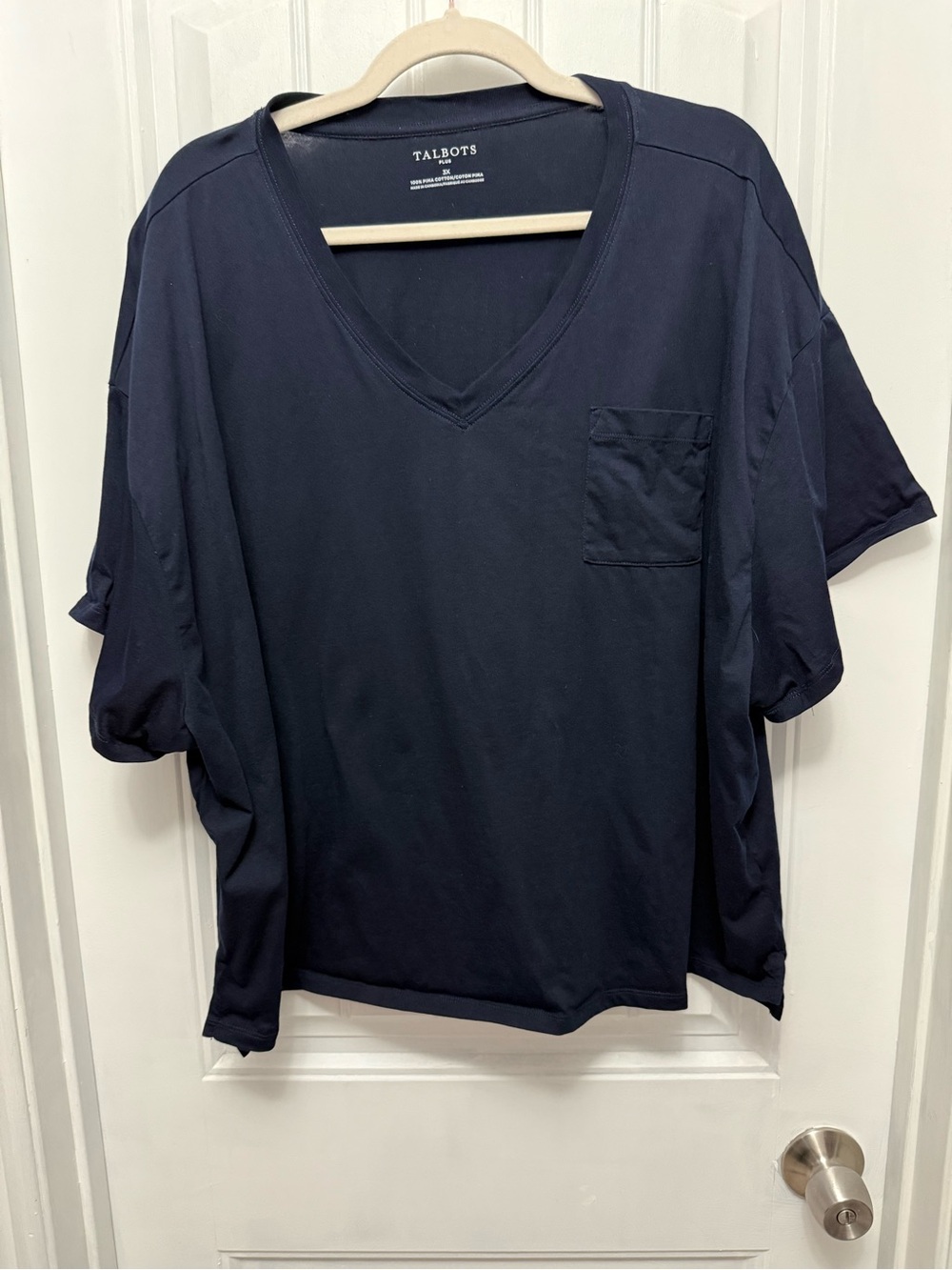 Talbots Navy Women’s 3X 100% Pima Cotton Oversized Short Sleeve Tee Top (30-4)